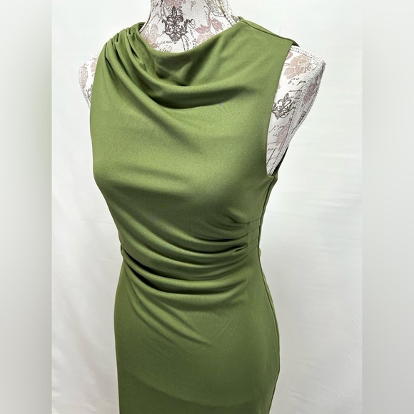 WAYF Sap Green drape neck sleeveless midi dress size S. - Picture 3 of 16
